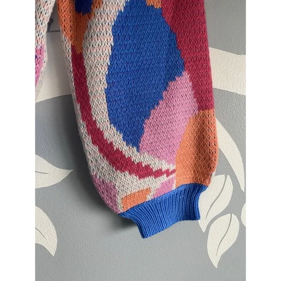 NWT! Listicle Striped Knit Sweater Multicolor Boho Pullover Womens L Art to Wear - Picture 5 of 6